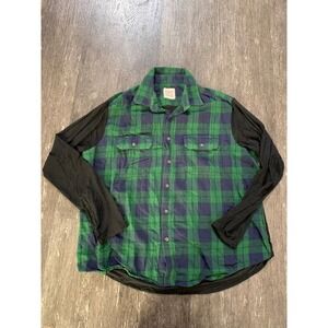 FURST OF A KIND Plaid Flannel Long Sleeve Shirt Mesh L Black Green Blue Combo